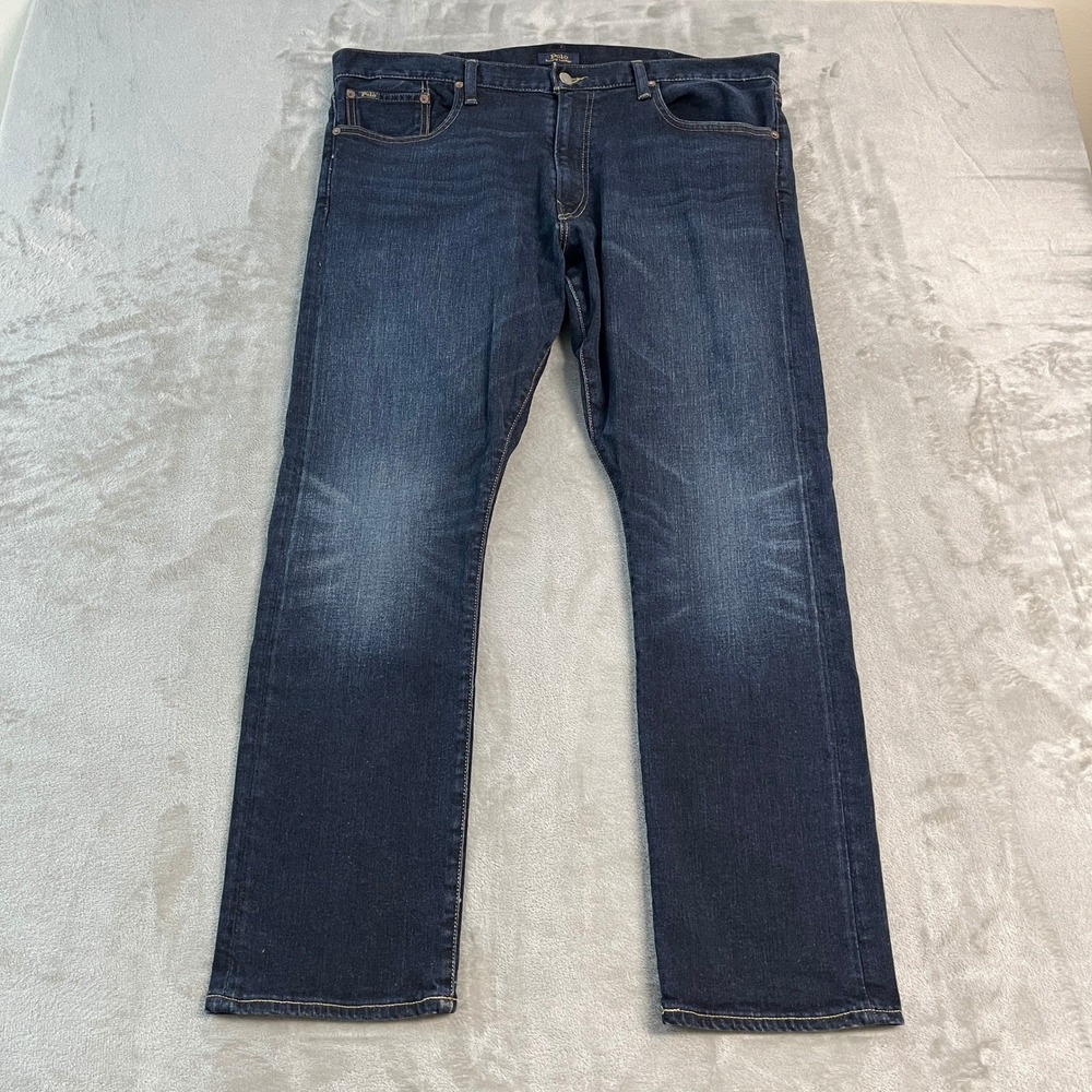Polo Ralph Lauren Varick Slim Straight Jeans Mens 38x30* Dark Wash Faded EUC